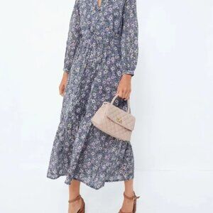 EMERSON FRY INDIA COLLECTION FRANCES DRESS Midnight wildflower organic print